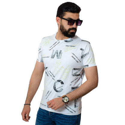 Men's clothing 22SM-16-9-3704-17-تيشيرت قطن مطبوع برقبة مستديره  بأكمام قصيره Cotton T-shirt, last, Last chance, تيشرت روند, تيشرت قطن  Pukkastyle ملابس رجالي