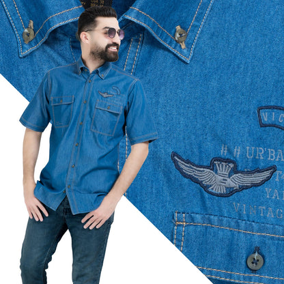 قميص نص كم -  ["Half-Sleeve","Half-Sleeve-Shirt","linen","Men's-Shirt","\u0642\u0637\u0646","\u0642\u0645\u064a\u0635 \u0646\u0635 \u0643\u0645","\u0642\u0645\u064a\u0635-\u0631\u062c\u0627\u0644\u064a","\u0643\u062a\u0627\u0646"] - 26SM-44-10-705-قميص نص كم جينز  - Pukkastyle تسوق ملابس رجالي اونلاين - Online shopping Men's Clothes