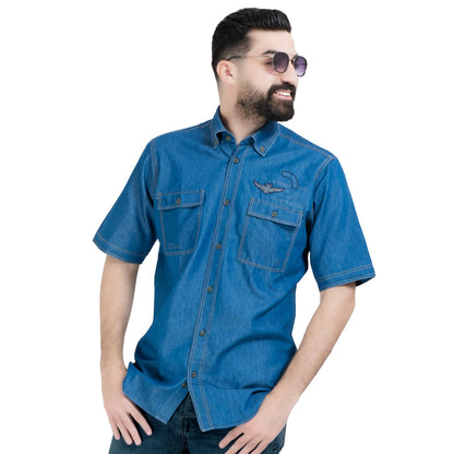 قميص نص كم -  ["Half-Sleeve","Half-Sleeve-Shirt","linen","Men's-Shirt","\u0642\u0637\u0646","\u0642\u0645\u064a\u0635 \u0646\u0635 \u0643\u0645","\u0642\u0645\u064a\u0635-\u0631\u062c\u0627\u0644\u064a","\u0643\u062a\u0627\u0646"] - 26SM-44-10-705-قميص نص كم جينز  - Pukkastyle تسوق ملابس رجالي اونلاين - Online shopping Men's Clothes