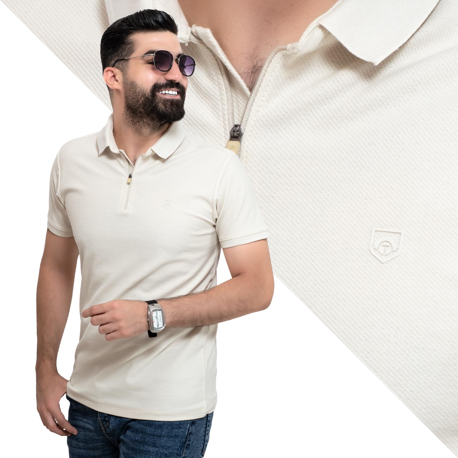 Men's clothing 24SM-39-5-2441-20-تيشرت بولو - خام قطن Polo-T-Shirt, تيشرت بولو  Pukkastyle ملابس رجالي