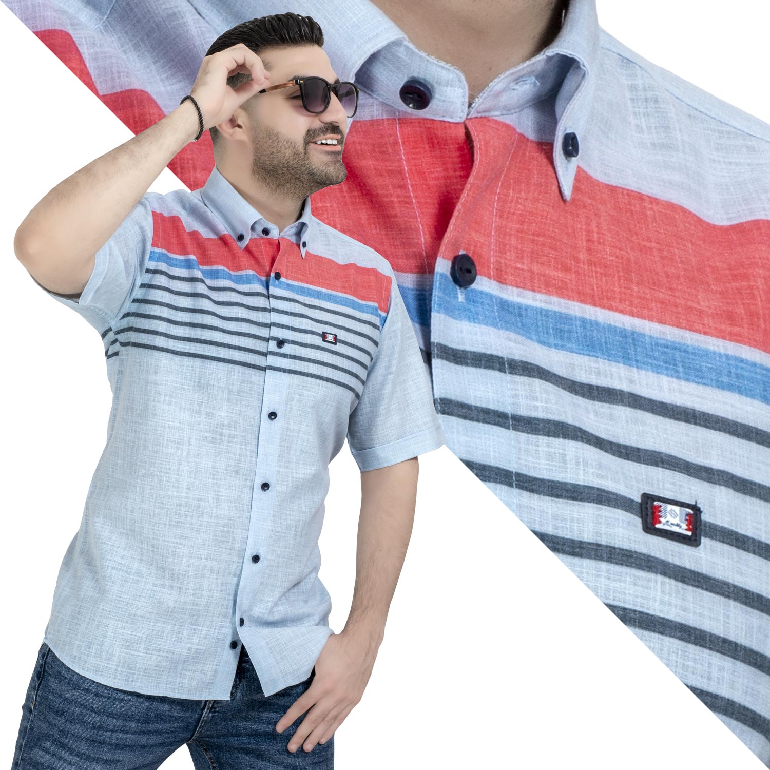 قميص نص كم -  ["Half-Sleeve","Half-Sleeve-Shirt","linen","Men's-Shirt","\u0642\u0645\u064a\u0635 \u0646\u0635 \u0643\u0645","\u0642\u0645\u064a\u0635-\u0631\u062c\u0627\u0644\u064a","\u0643\u062a\u0627\u0646"] - قميص كتان مقلم نص كم  - Pukkastyle تسوق ملابس رجالي اونلاين - Online shopping Men's Clothes