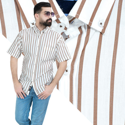 قميص نص كم -  ["Half-Sleeve","Half-Sleeve-Shirt","linen","Men's-Shirt","\u0642\u0637\u0646","\u0642\u0645\u064a\u0635 \u0646\u0635 \u0643\u0645","\u0642\u0645\u064a\u0635-\u0631\u062c\u0627\u0644\u064a","\u0643\u062a\u0627\u0646"] - 26SM-40-10-2602-قميص نص كم قطن مقلم  - Pukkastyle تسوق ملابس رجالي اونلاين - Online shopping Men's Clothes