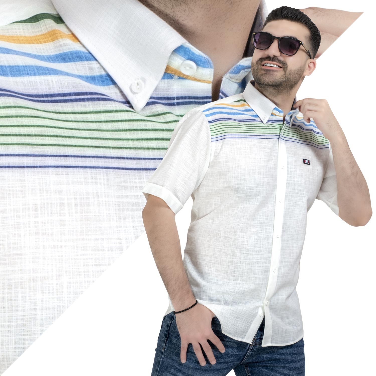قميص نص كم -  ["Half-Sleeve","Half-Sleeve-Shirt","linen","Men's-Shirt","\u0642\u0645\u064a\u0635 \u0646\u0635 \u0643\u0645","\u0642\u0645\u064a\u0635-\u0631\u062c\u0627\u0644\u064a","\u0643\u062a\u0627\u0646"] - قميص كتان مقلم نص كم  - Pukkastyle تسوق ملابس رجالي اونلاين - Online shopping Men's Clothes