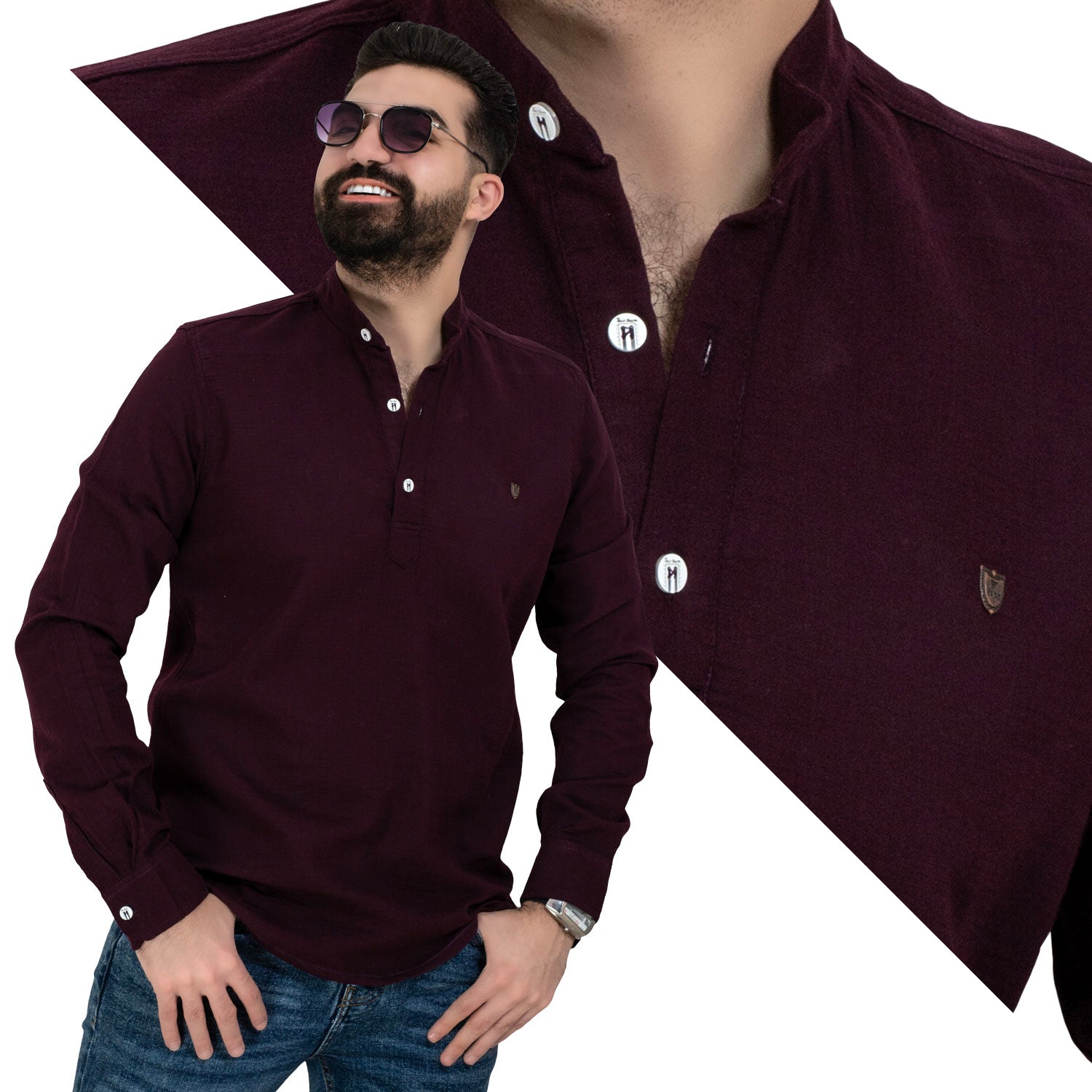 قميص كم طويل -  ["Check Shirt","Gabardine","Long-Sleeve-Shirt","\u062c\u0628\u0631\u062f\u064a\u0646","\u0642\u0645\u064a\u0635 \u0643\u0645 \u0637\u0648\u064a\u0644","\u0643\u0627\u0631\u0648\u0647\u0627\u062a"] - قميص قطن عبايه باكمام طويله  - Pukkastyle تسوق ملابس رجالي اونلاين - Online shopping Men's Clothes