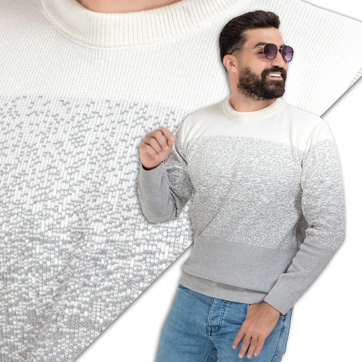 بلوفر -  ["Pullover","Pullover Woll knitwear","\u0628\u0644\u0648\u0641\u0631"] - 25WM-61-4-394-بلوفر قطيفه روند  - Pukkastyle تسوق ملابس رجالي اونلاين - Online shopping Men's Clothes