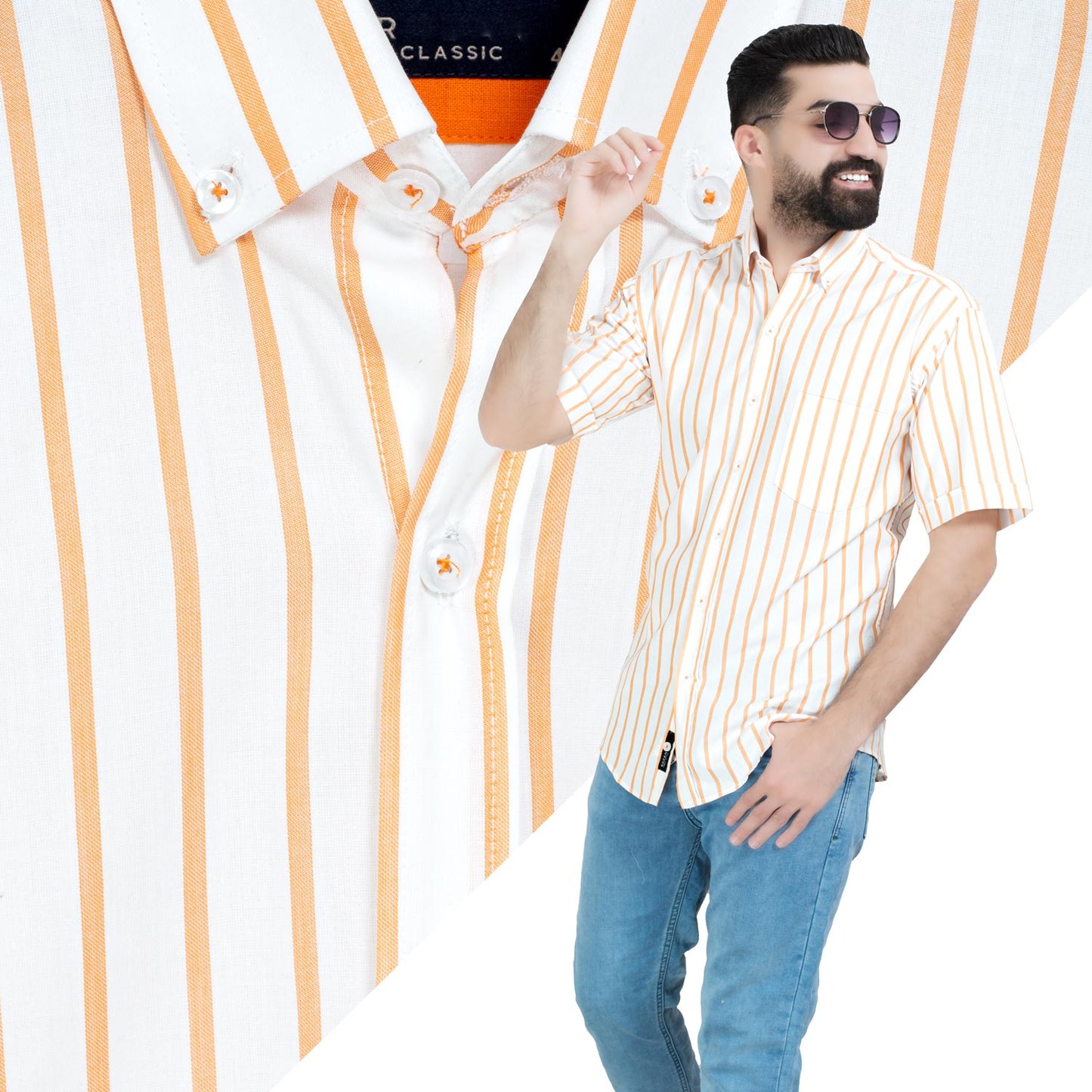 قميص نص كم -  ["Half-Sleeve","Half-Sleeve-Shirt","linen","Men's-Shirt","\u0642\u0637\u0646","\u0642\u0645\u064a\u0635 \u0646\u0635 \u0643\u0645","\u0642\u0645\u064a\u0635-\u0631\u062c\u0627\u0644\u064a","\u0643\u062a\u0627\u0646"] - 26SM-40-10-2602-قميص نص كم قطن مقلم  - Pukkastyle تسوق ملابس رجالي اونلاين - Online shopping Men's Clothes