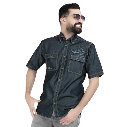 قميص نص كم -  ["Half-Sleeve","Half-Sleeve-Shirt","linen","Men's-Shirt","\u0642\u0637\u0646","\u0642\u0645\u064a\u0635 \u0646\u0635 \u0643\u0645","\u0642\u0645\u064a\u0635-\u0631\u062c\u0627\u0644\u064a","\u0643\u062a\u0627\u0646"] - 26SM-44-10-705-قميص نص كم جينز  - Pukkastyle تسوق ملابس رجالي اونلاين - Online shopping Men's Clothes