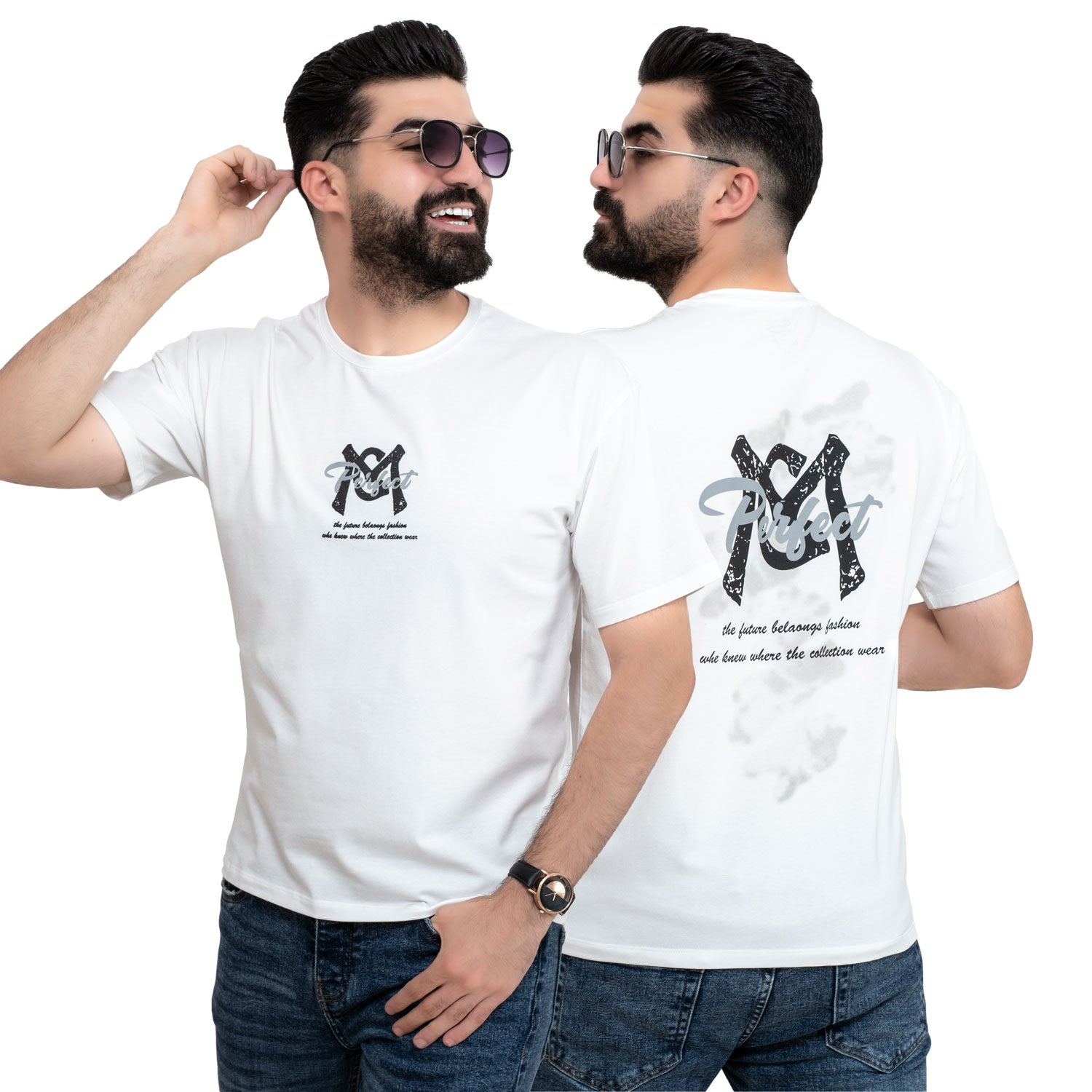 Men's clothing 24SM-19-9-703-17-تيشيرت أوفر سايز قطن سنجل ليكرا Cotton T-shirt, تيشرت روند, تيشرت قطن  Pukkastyle ملابس رجالي