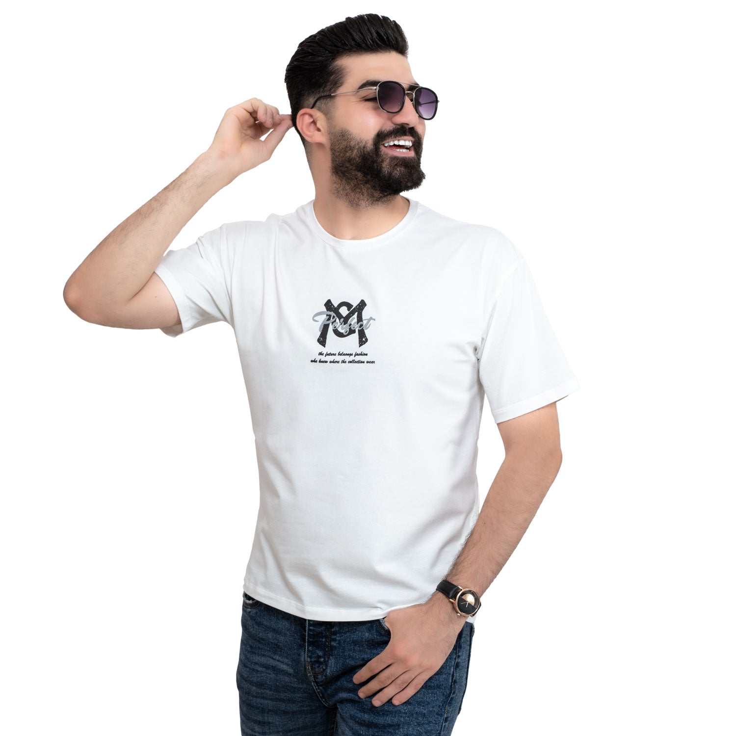 Men's clothing 24SM-19-9-703-17-تيشيرت أوفر سايز قطن سنجل ليكرا Cotton T-shirt, تيشرت روند, تيشرت قطن  Pukkastyle ملابس رجالي