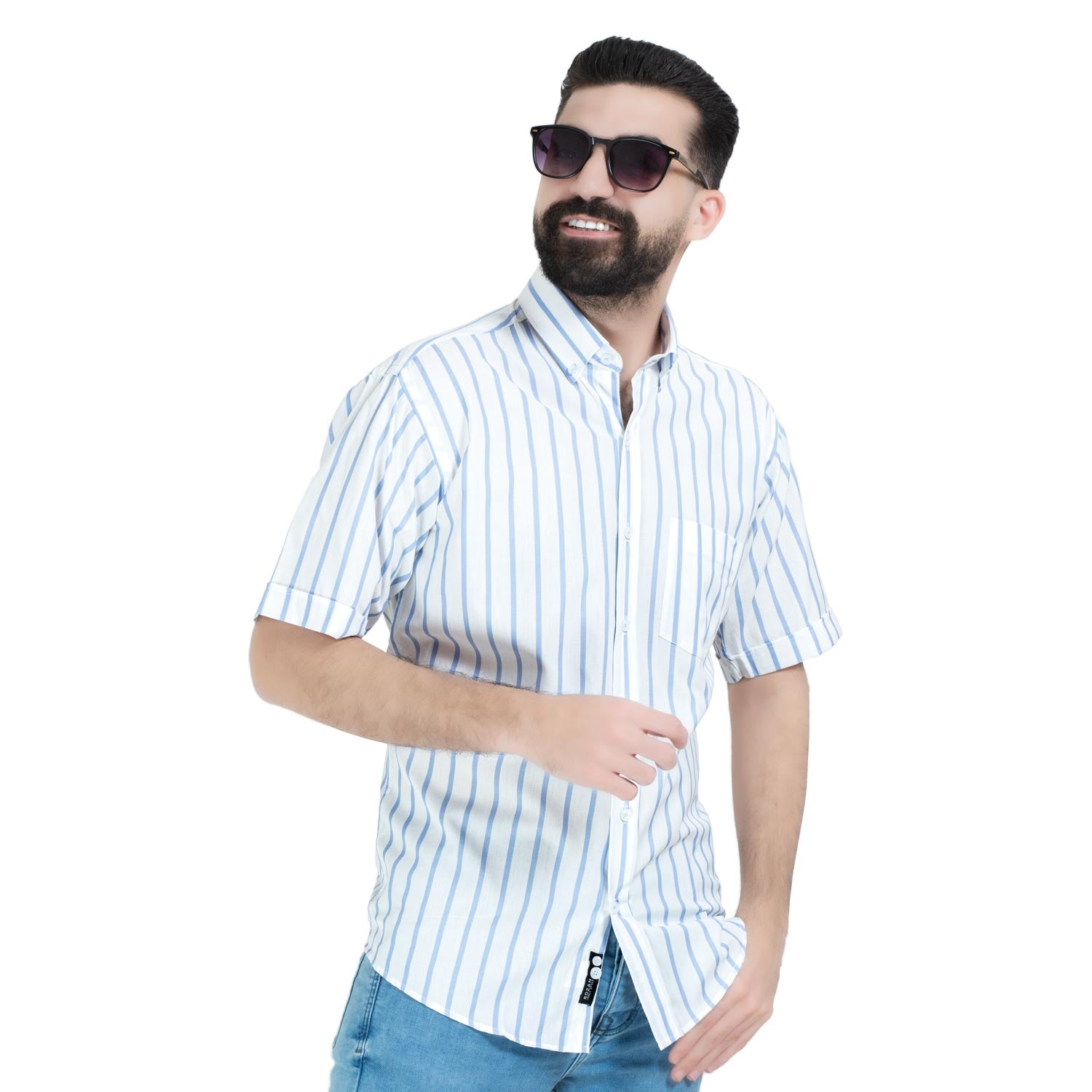 قميص نص كم -  ["Half-Sleeve","Half-Sleeve-Shirt","linen","Men's-Shirt","\u0642\u0637\u0646","\u0642\u0645\u064a\u0635 \u0646\u0635 \u0643\u0645","\u0642\u0645\u064a\u0635-\u0631\u062c\u0627\u0644\u064a","\u0643\u062a\u0627\u0646"] - 26SM-40-10-2602-قميص نص كم قطن مقلم  - Pukkastyle تسوق ملابس رجالي اونلاين - Online shopping Men's Clothes