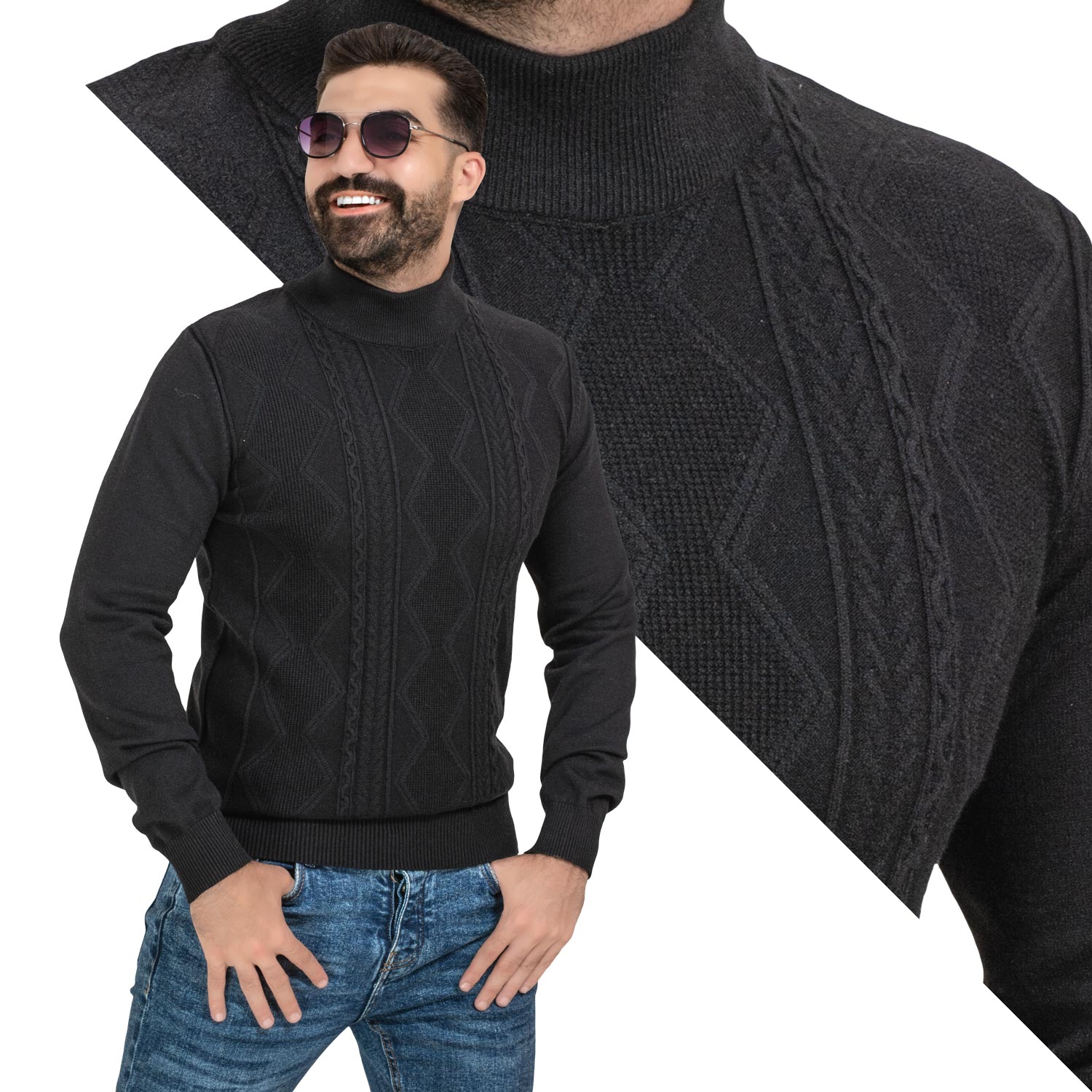 بلوفر -  ["Pullover","Pullover Woll knitwear","\u0628\u0644\u0648\u0641\u0631"] - 25WM-25-4-186-هاف كول صوف  - Pukkastyle تسوق ملابس رجالي اونلاين - Online shopping Men's Clothes