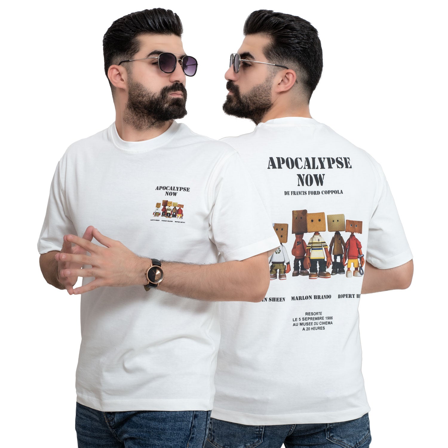 Men's clothing 24SM-27-9-30101-22-تيشيرت أوفر سايز روند – قطن بوليفار Cotton T-shirt, تيشرت روند, تيشرت قطن  Pukkastyle ملابس رجالي