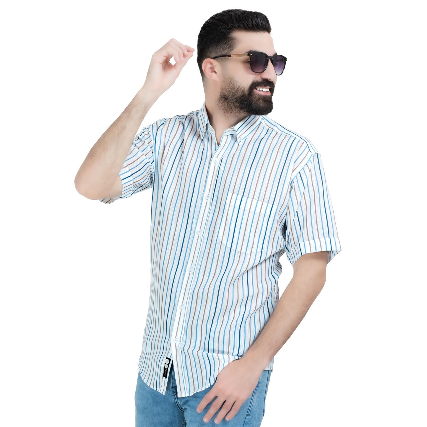 قميص نص كم -  ["Half-Sleeve","Half-Sleeve-Shirt","linen","Men's-Shirt","\u0642\u0637\u0646","\u0642\u0645\u064a\u0635 \u0646\u0635 \u0643\u0645","\u0642\u0645\u064a\u0635-\u0631\u062c\u0627\u0644\u064a","\u0643\u062a\u0627\u0646"] - 26SM-40-10-2610-قميص نص كم قطن مقلم  - Pukkastyle تسوق ملابس رجالي اونلاين - Online shopping Men's Clothes