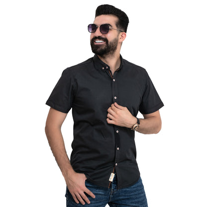 Men's clothing 24SM-30-10-S41-1-قميص قطن نص كم مستورد – لون أسود Half-Sleeve-Shirt, قميص نص كم  Pukkastyle ملابس رجالي