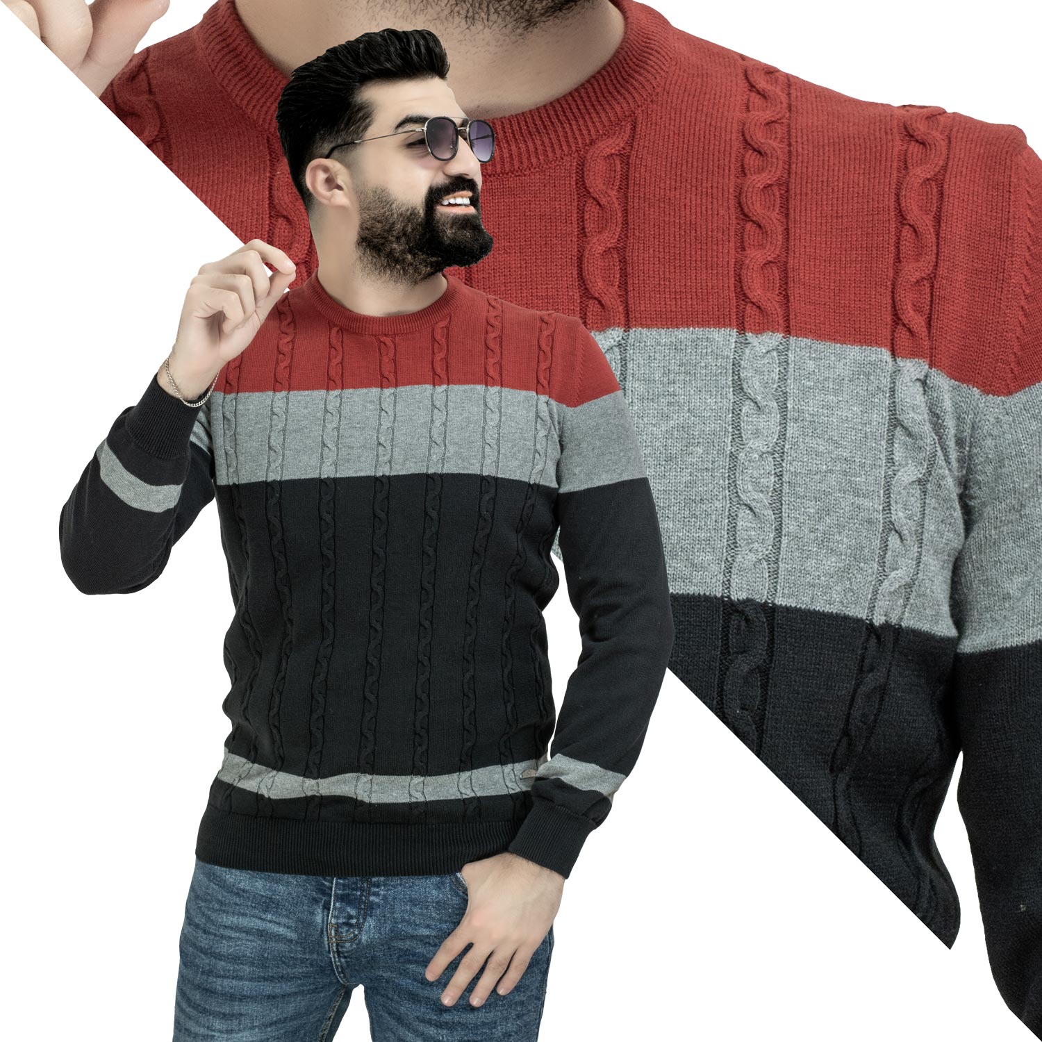 بلوفر -  ["Pullover","Pullover Woll knitwear","\u0628\u0644\u0648\u0641\u0631"] - 25wm-46-4-2568-بلوفر-روند-مقلم  - Pukkastyle تسوق ملابس رجالي اونلاين - Online shopping Men's Clothes