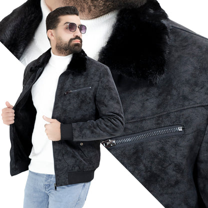 25WM-3-3-5803-جاكيت جلد طبيعي مستورد مبطن فرو