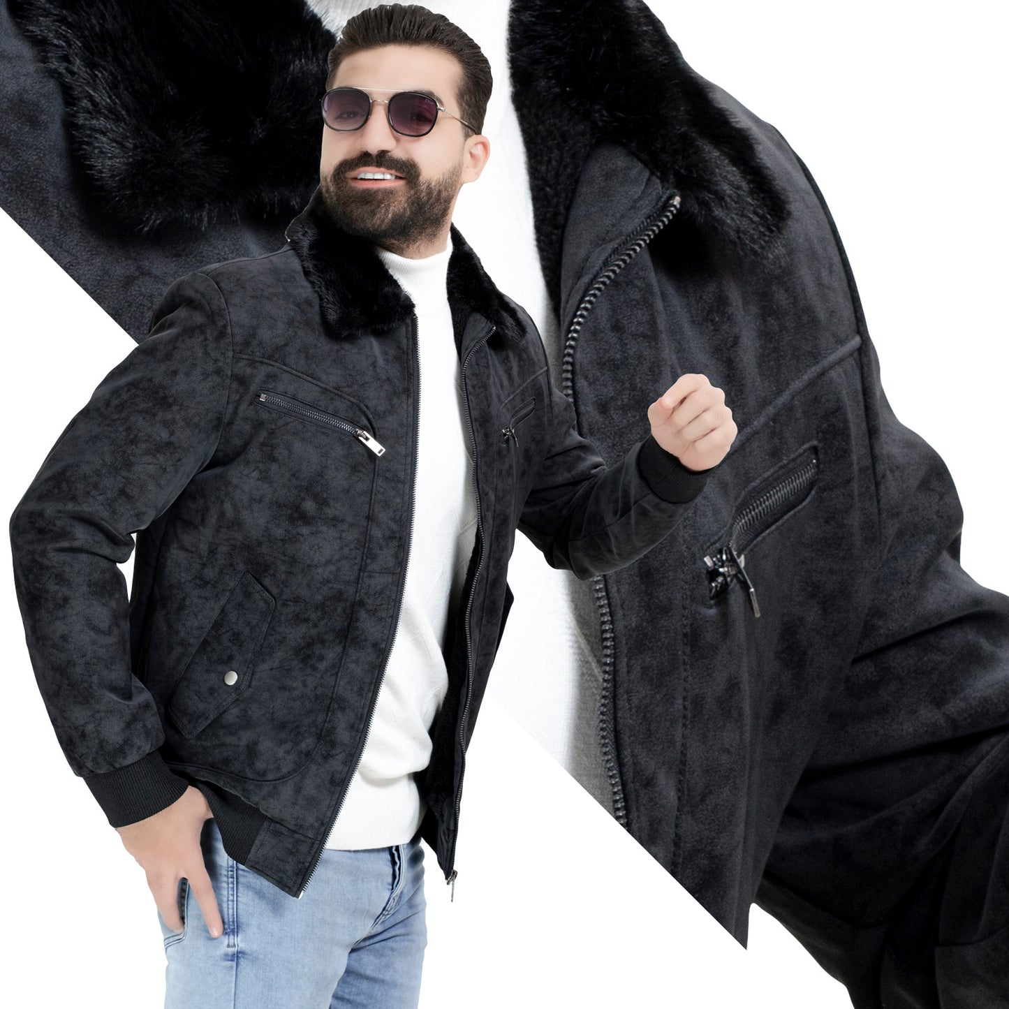 25WM-3-3-5803-جاكيت جلد طبيعي مستورد مبطن فرو