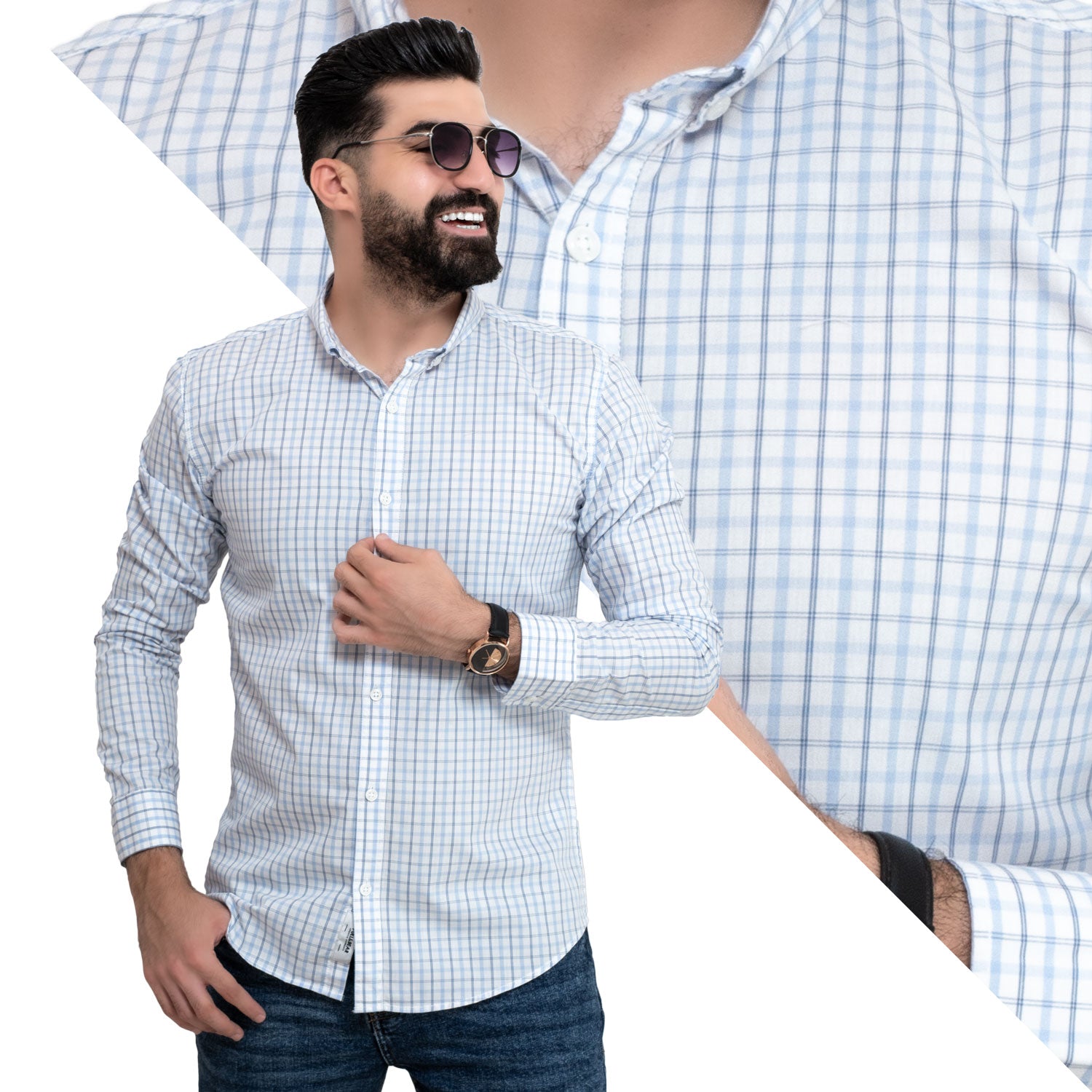 Men's clothing 24GM-7-7-24031-27-قميص كاروه باكمام طويله last, linen, Long-Sleeve-Shirt, Plain Shirt, ساده, قميص ساده, قميص كم طويل, كتان  Pukkastyle ملابس رجالي