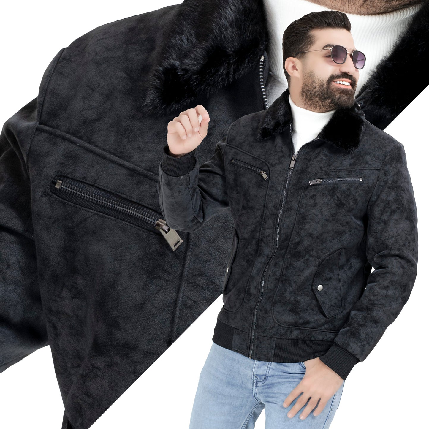 25WM-3-3-5803-جاكيت جلد طبيعي مستورد مبطن فرو