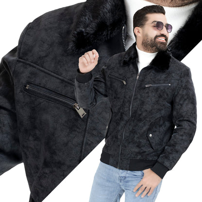 25WM-3-3-5803-جاكيت جلد طبيعي مستورد مبطن فرو