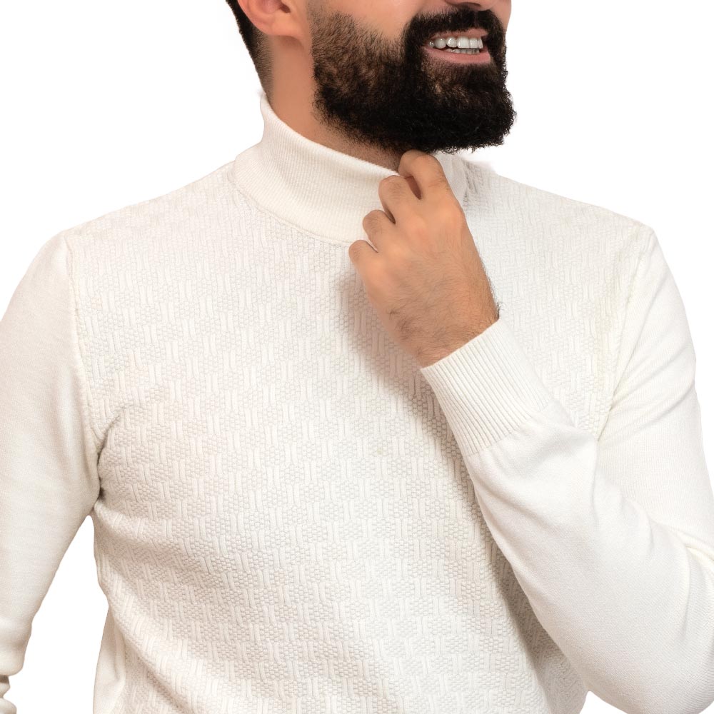 Men's clothing 23WM-25-4-620-17-هاف كول صوف منقوش Pullover Woll knitwear, بلوفر  Pukkastyle ملابس رجالي