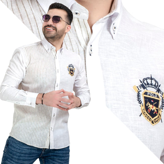 قميص كم طويل -  ["Check Shirt","Gabardine","Long-Sleeve-Shirt","\u062c\u0628\u0631\u062f\u064a\u0646","\u0642\u0645\u064a\u0635 \u0643\u0645 \u0637\u0648\u064a\u0644","\u0643\u0627\u0631\u0648\u0647\u0627\u062a"] - قميص كتان مقلم باكمام طويله  - Pukkastyle تسوق ملابس رجالي اونلاين - Online shopping Men's Clothes