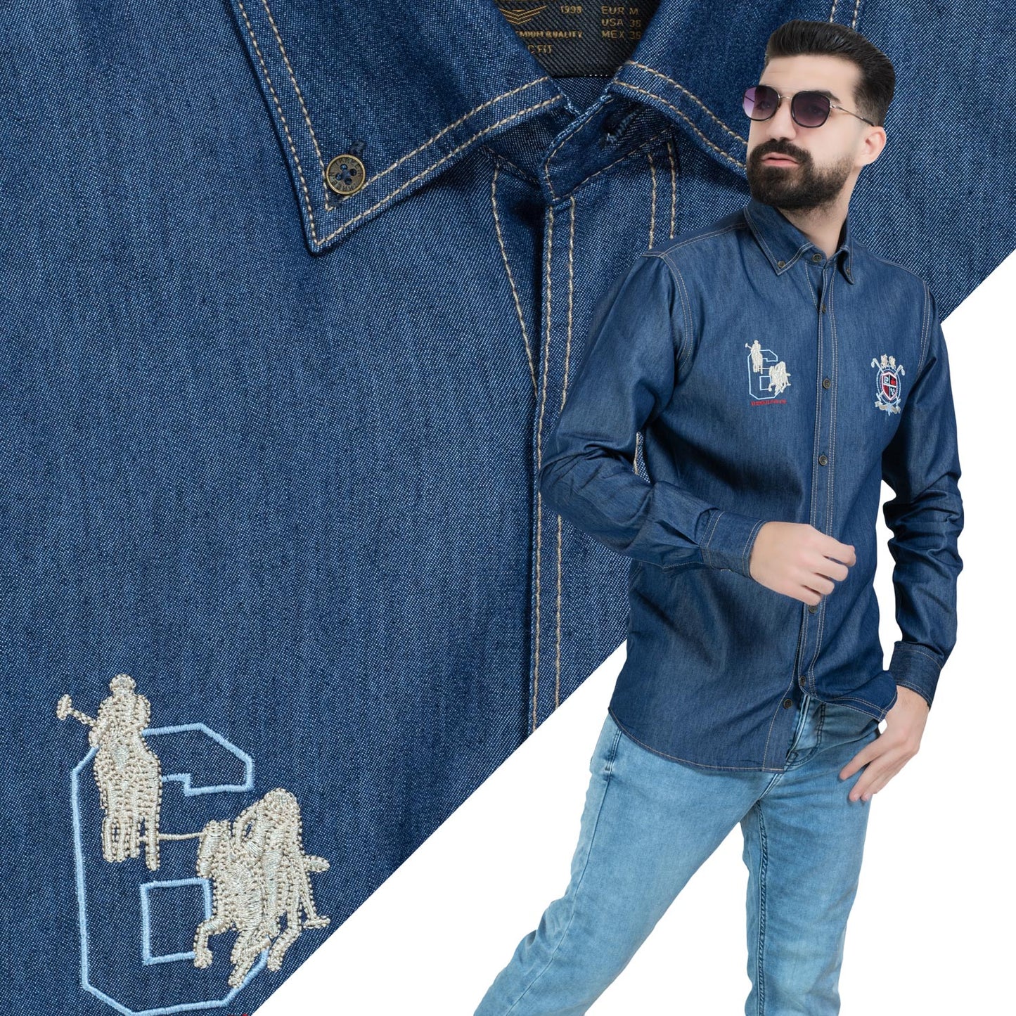 قميص كم طويل -  ["Check Shirt","Gabardine","Long-Sleeve-Shirt","\u062c\u0628\u0631\u062f\u064a\u0646","\u0642\u0645\u064a\u0635 \u0643\u0645 \u0637\u0648\u064a\u0644","\u0643\u0627\u0631\u0648\u0647\u0627\u062a"] - 26GM-44-7-701-قميص بكم جينز  - Pukkastyle تسوق ملابس رجالي اونلاين - Online shopping Men's Clothes