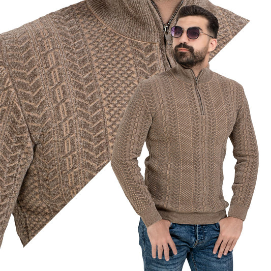 بلوفر -  ["Pullover","Pullover Woll knitwear","\u0628\u0644\u0648\u0641\u0631"] - 25WM-25-4-188-بلوفر قطيفه هاف كول سوسته  - Pukkastyle تسوق ملابس رجالي اونلاين - Online shopping Men's Clothes