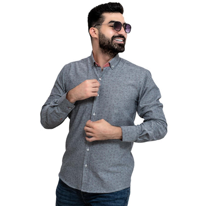 Men's clothing 24GM-40-7-R2412-3-قميص باكمام طويله - خام قطن منقوش linen, Long-Sleeve-Shirt, Plain Shirt, ساده, قميص ساده, قميص كم طويل, كتان  Pukkastyle ملابس رجالي