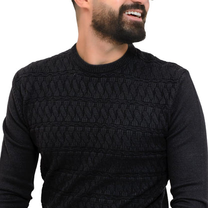 Men's clothing 23WM-25-4-615-1-بلوفر صوف تريكو-لون أسود Pullover Woll knitwear, بلوفر  Pukkastyle ملابس رجالي