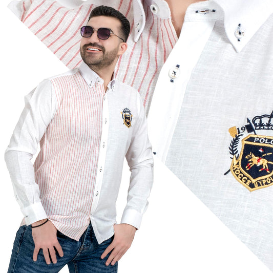 قميص كم طويل -  ["Check Shirt","Gabardine","Long-Sleeve-Shirt","\u062c\u0628\u0631\u062f\u064a\u0646","\u0642\u0645\u064a\u0635 \u0643\u0645 \u0637\u0648\u064a\u0644","\u0643\u0627\u0631\u0648\u0647\u0627\u062a"] - قميص كتان مقلم باكمام طويله  - Pukkastyle تسوق ملابس رجالي اونلاين - Online shopping Men's Clothes