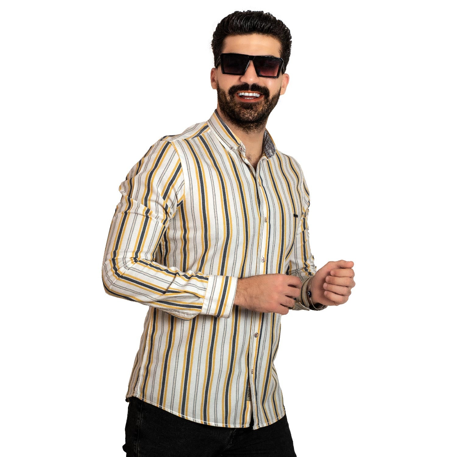 Men's clothing 23GM-14-7-153-7-قميص قطن مقلم باكمام طويله last, Long-Sleeve-Shirt, Striped Shirt, قميص كم طويل, قميص مقلم, مقلم  Pukkastyle ملابس رجالي