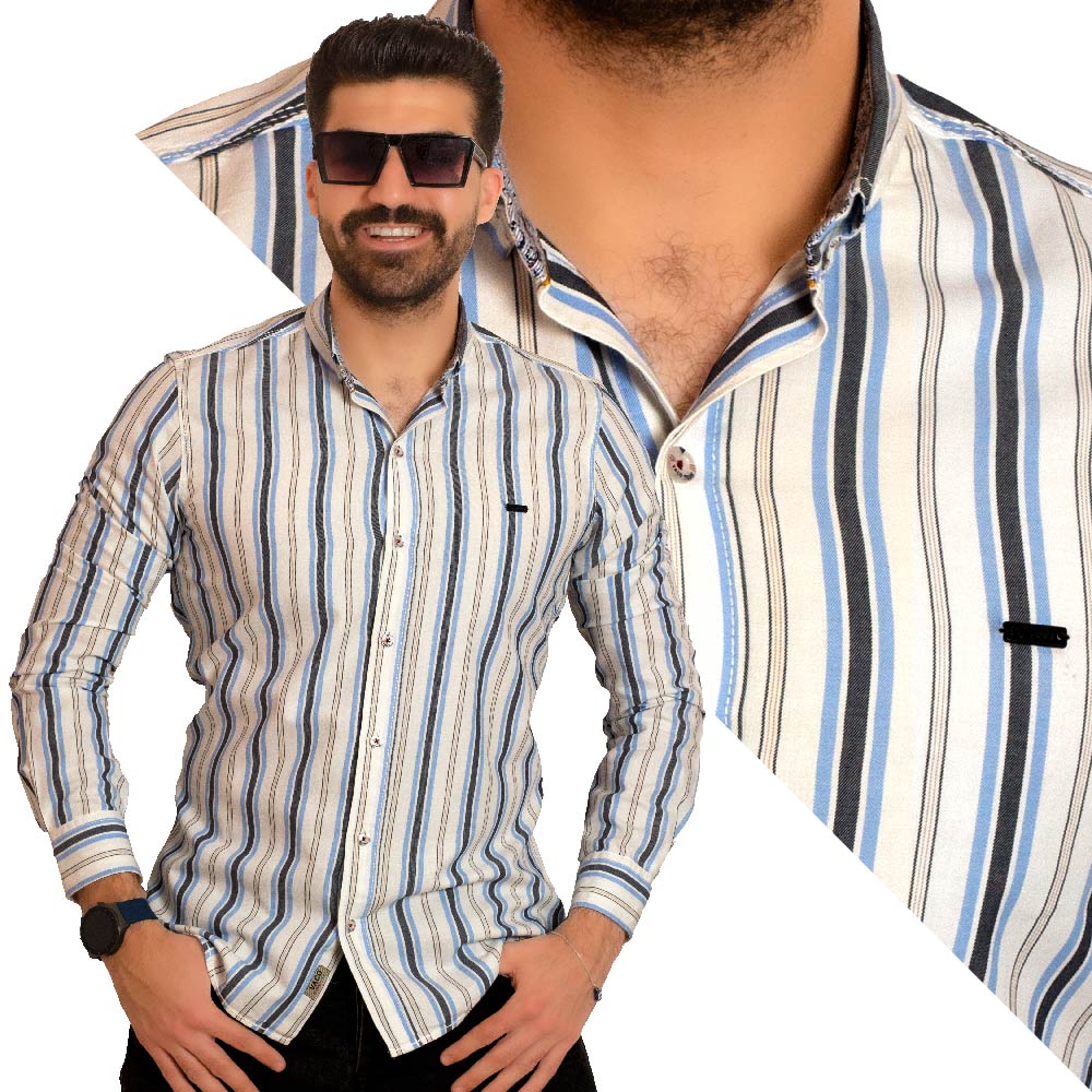 23GM-14-7-153-16-قميص قطن مقلم باكمام طويله Long-Sleeve-Shirt, Striped Shirt, قميص كم طويل, قميص مقلم, مقلم رجالي, Pukkastyle