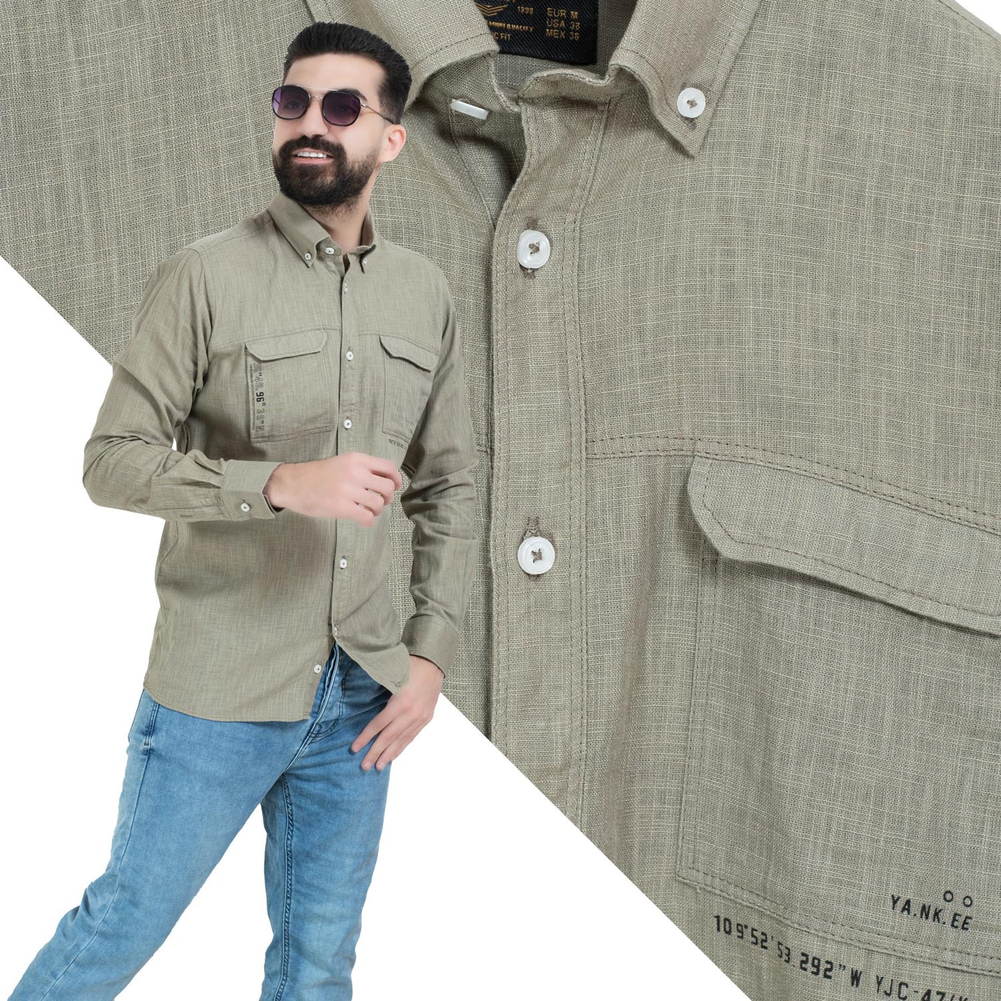 قميص كم طويل -  ["Check Shirt","Gabardine","Long-Sleeve-Shirt","\u062c\u0628\u0631\u062f\u064a\u0646","\u0642\u0645\u064a\u0635 \u0643\u0645 \u0637\u0648\u064a\u0644","\u0643\u0627\u0631\u0648\u0647\u0627\u062a"] - 26SM-44-7-252-قميص بكم كتان  - Pukkastyle تسوق ملابس رجالي اونلاين - Online shopping Men's Clothes