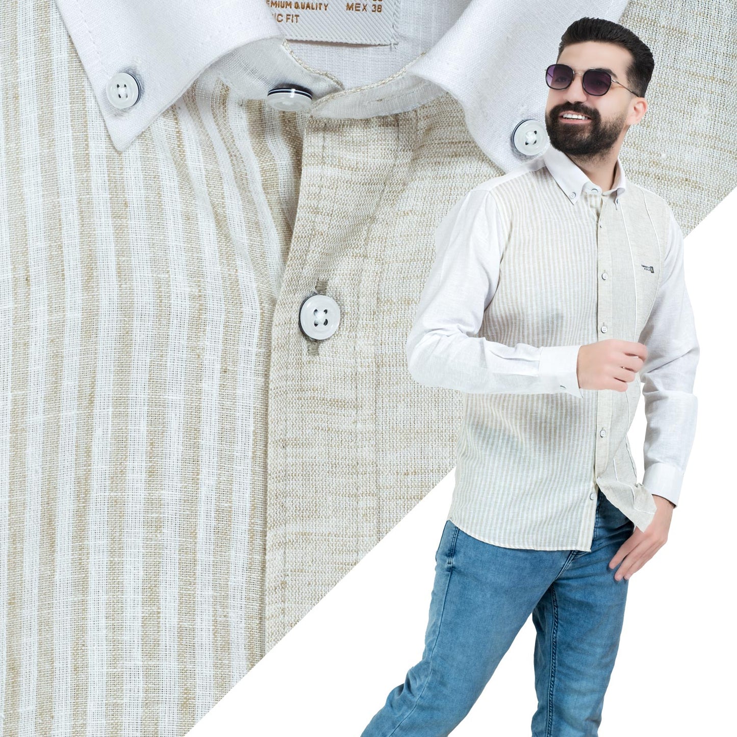 قميص كم طويل -  ["Check Shirt","Gabardine","Long-Sleeve-Shirt","\u062c\u0628\u0631\u062f\u064a\u0646","\u0642\u0645\u064a\u0635 \u0643\u0645 \u0637\u0648\u064a\u0644","\u0643\u0627\u0631\u0648\u0647\u0627\u062a"] - 26GM-44-7-211-قميص كم كتان مقلم  - Pukkastyle تسوق ملابس رجالي اونلاين - Online shopping Men's Clothes