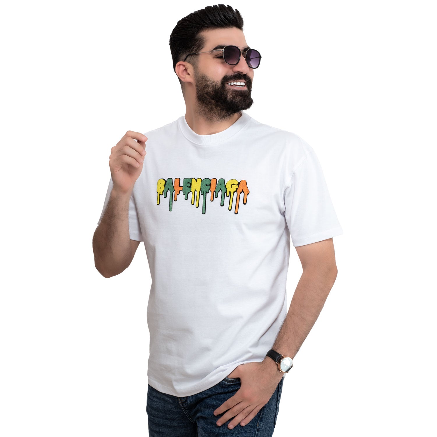 Men's clothing 24SM-7-9-7872-17-تيشيرت أوفر سايز روند – قطن بوليفار Cotton T-shirt, تيشرت روند, تيشرت قطن  Pukkastyle ملابس رجالي