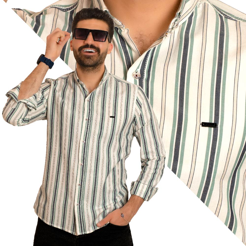 23GM-14-7-153-14-قميص قطن مقلم باكمام طويله Long-Sleeve-Shirt, Striped Shirt, قميص كم طويل, قميص مقلم, مقلم رجالي, Pukkastyle