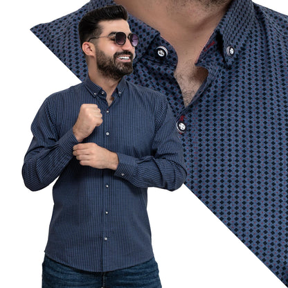 Men's clothing 24GM-40-7-R2411-23-قميص باكمام طويله - خام قطن منقوش linen, Long-Sleeve-Shirt, Plain Shirt, ساده, قميص ساده, قميص كم طويل, كتان  Pukkastyle ملابس رجالي