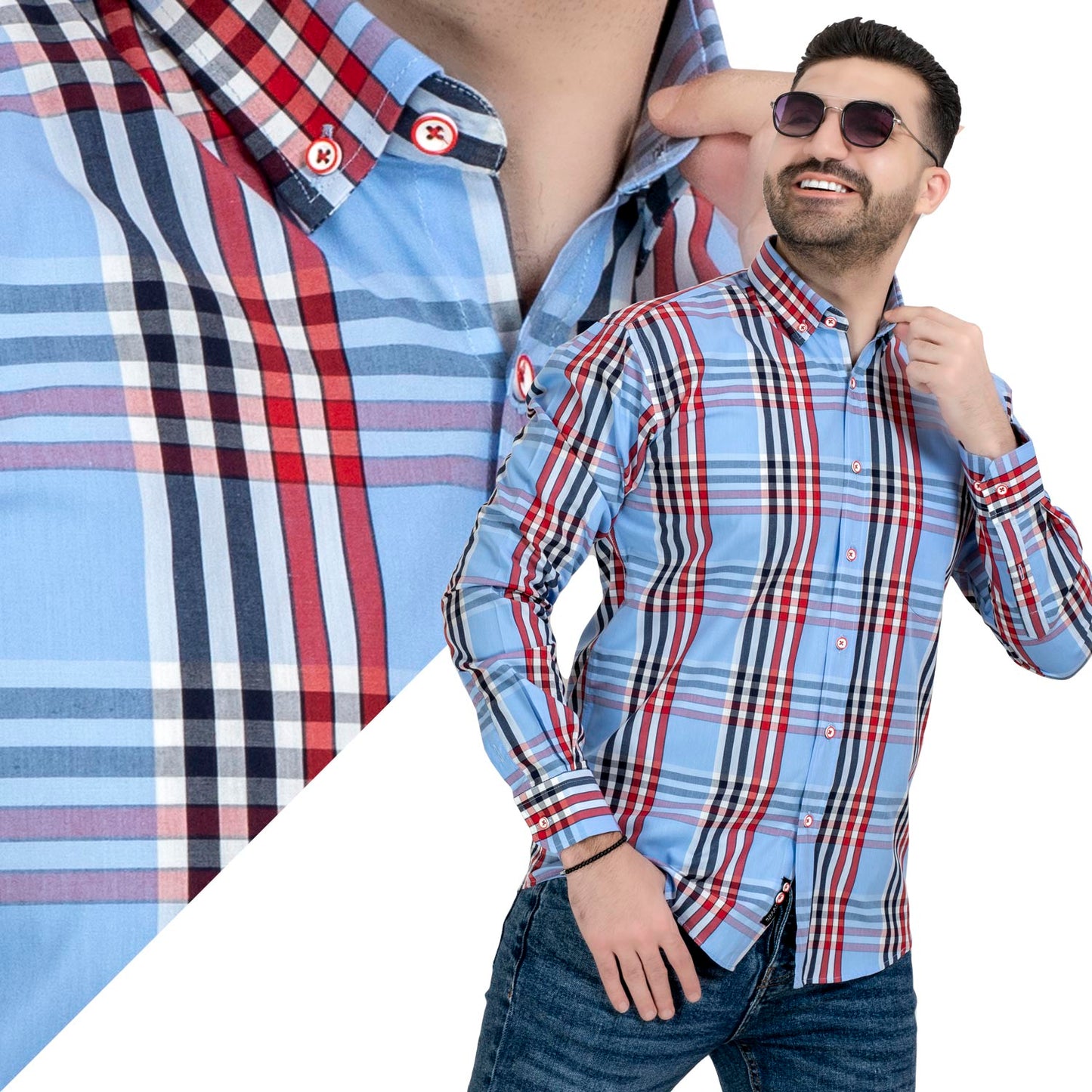قميص كم طويل -  ["Check Shirt","Gabardine","Long-Sleeve-Shirt","\u062c\u0628\u0631\u062f\u064a\u0646","\u0642\u0645\u064a\u0635 \u0643\u0645 \u0637\u0648\u064a\u0644","\u0643\u0627\u0631\u0648\u0647\u0627\u062a"] - قميص قطن كاروهات باكمام طويلة  - Pukkastyle تسوق ملابس رجالي اونلاين - Online shopping Men's Clothes