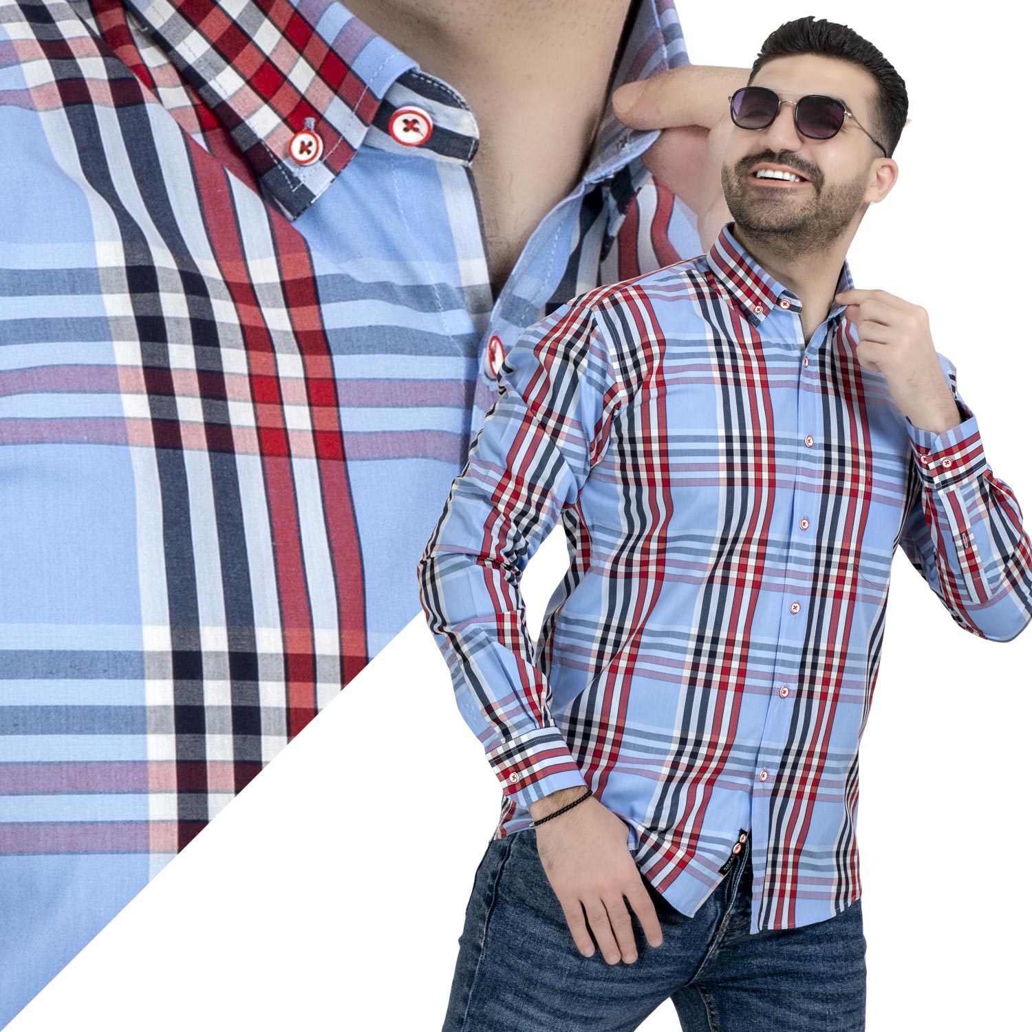 قميص كم طويل -  ["Check Shirt","Gabardine","Long-Sleeve-Shirt","\u062c\u0628\u0631\u062f\u064a\u0646","\u0642\u0645\u064a\u0635 \u0643\u0645 \u0637\u0648\u064a\u0644","\u0643\u0627\u0631\u0648\u0647\u0627\u062a"] - قميص قطن كاروهات باكمام طويلة  - Pukkastyle تسوق ملابس رجالي اونلاين - Online shopping Men's Clothes