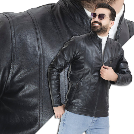 25WM-7-3-5278-جاكت جلد طبيعي مبطن قطيفه خام مستورد