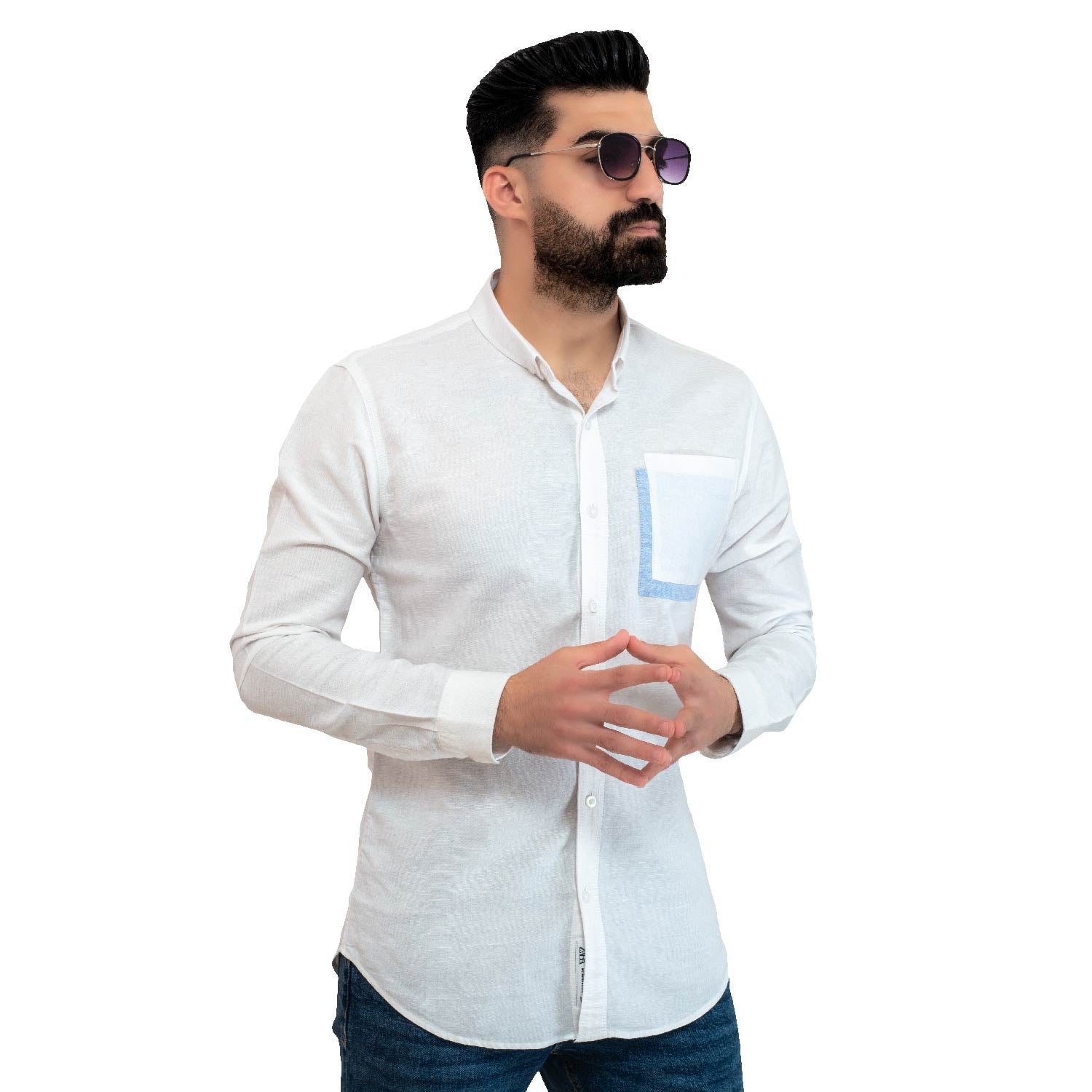 Men's clothing 24GM-7-7-24007-17-قميص ساده – كتان – بأكمام طويله linen, Long-Sleeve-Shirt, Plain Shirt, ساده, قميص ساده, قميص كم طويل, كتان  Pukkastyle ملابس رجالي