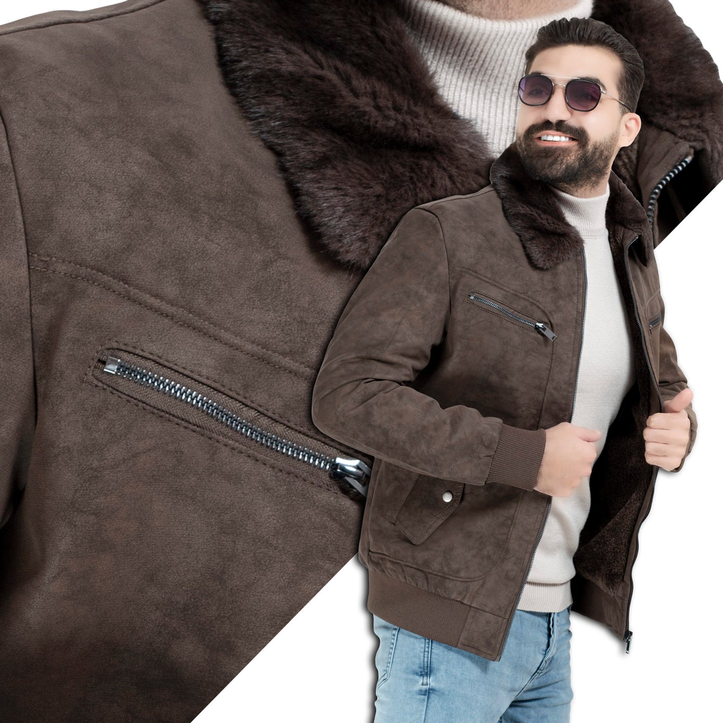 25WM-3-3-5803-جاكيت جلد طبيعي مستورد مبطن فرو