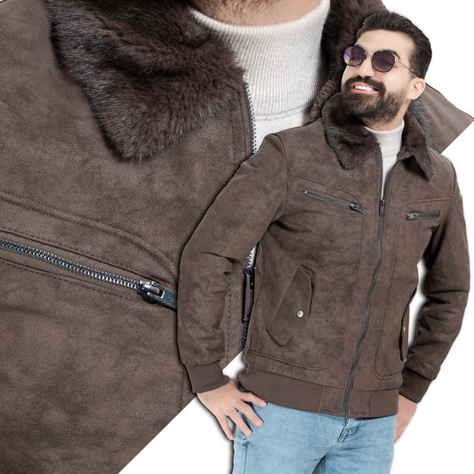25WM-3-3-5803-جاكيت جلد طبيعي مستورد مبطن فرو