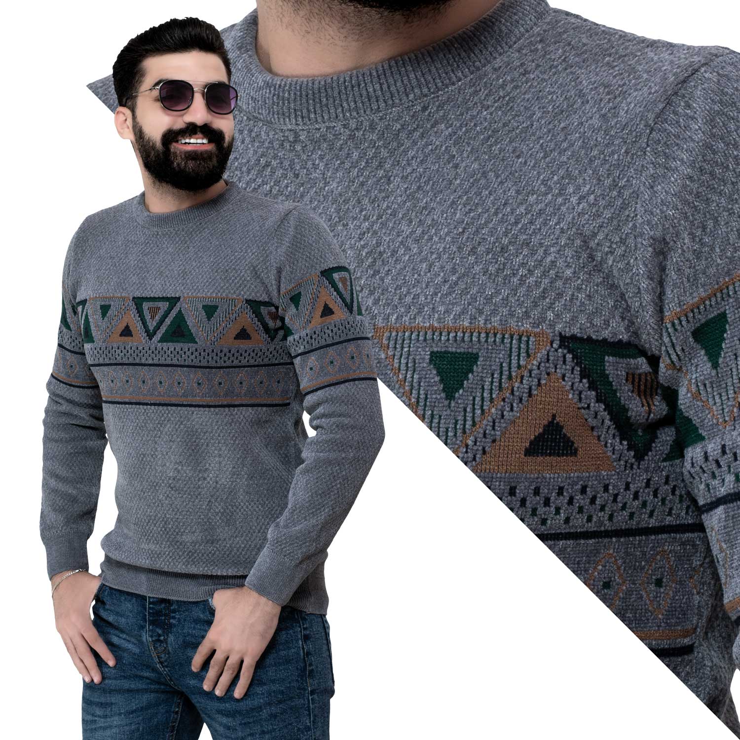 بلوفر -  ["Pullover","Pullover Woll knitwear","\u0628\u0644\u0648\u0641\u0631"] - 24wm-25-4-118-بلوفر-قطيفة-روند-جكار  - Pukkastyle تسوق ملابس رجالي اونلاين - Online shopping Men's Clothes