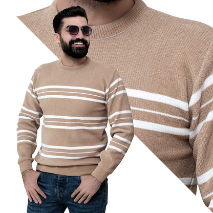 Men's clothing 24WM-45-4-218-20-بلوفر قطيفة روند مقلم Pullover Woll knitwear, بلوفر  Pukkastyle ملابس رجالي