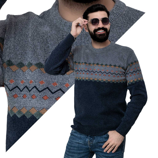 Men's clothing 24WM-25-4-122-3-بلوفر قطيفة روند جكار Pullover Woll knitwear, بلوفر  Pukkastyle ملابس رجالي