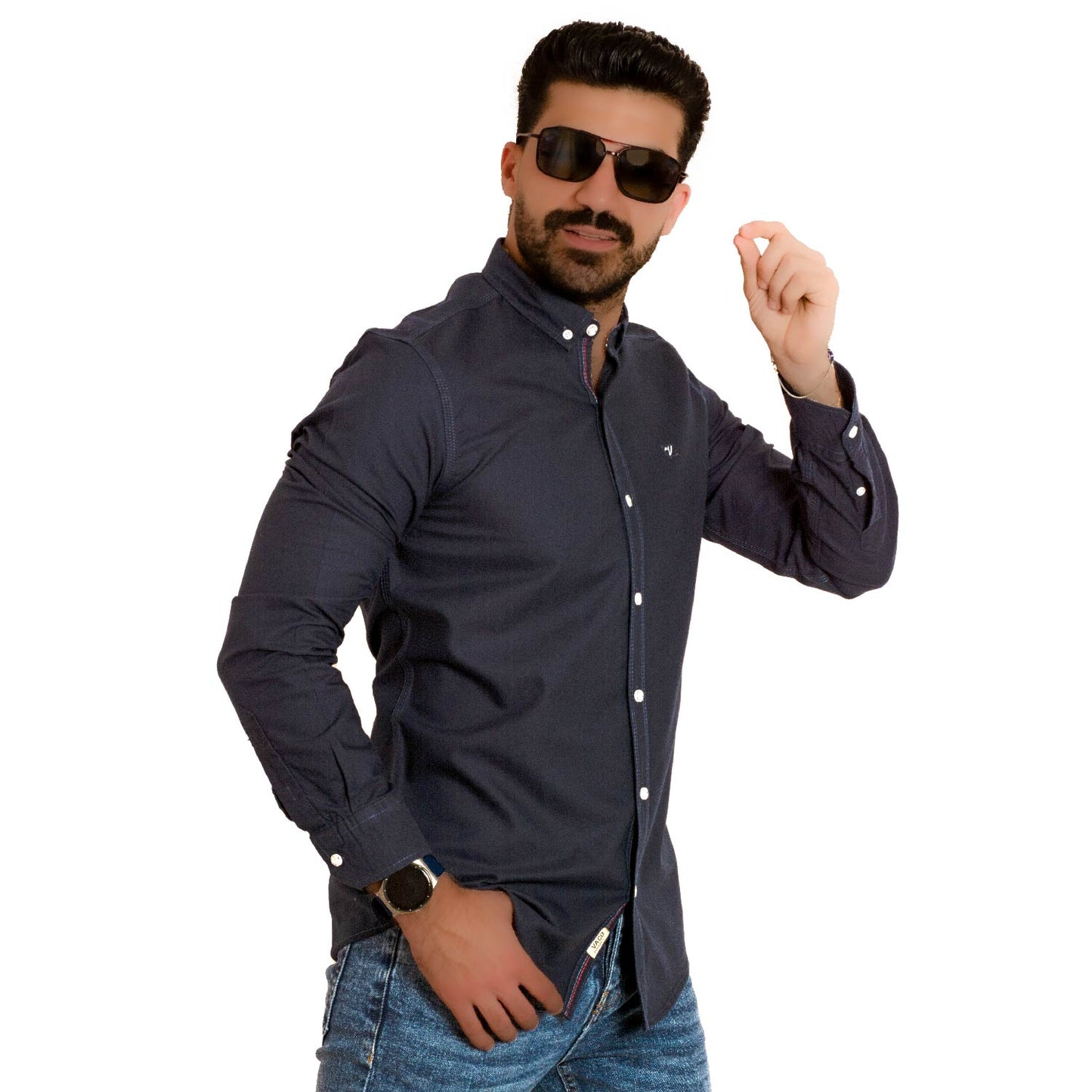 Men's clothing 23GM-14-7-555-4-قميص قطن اكسفورد ساده last, Long-Sleeve-Shirt, Plain Shirt, ساده, قميص ساده, قميص كم طويل  Pukkastyle ملابس رجالي