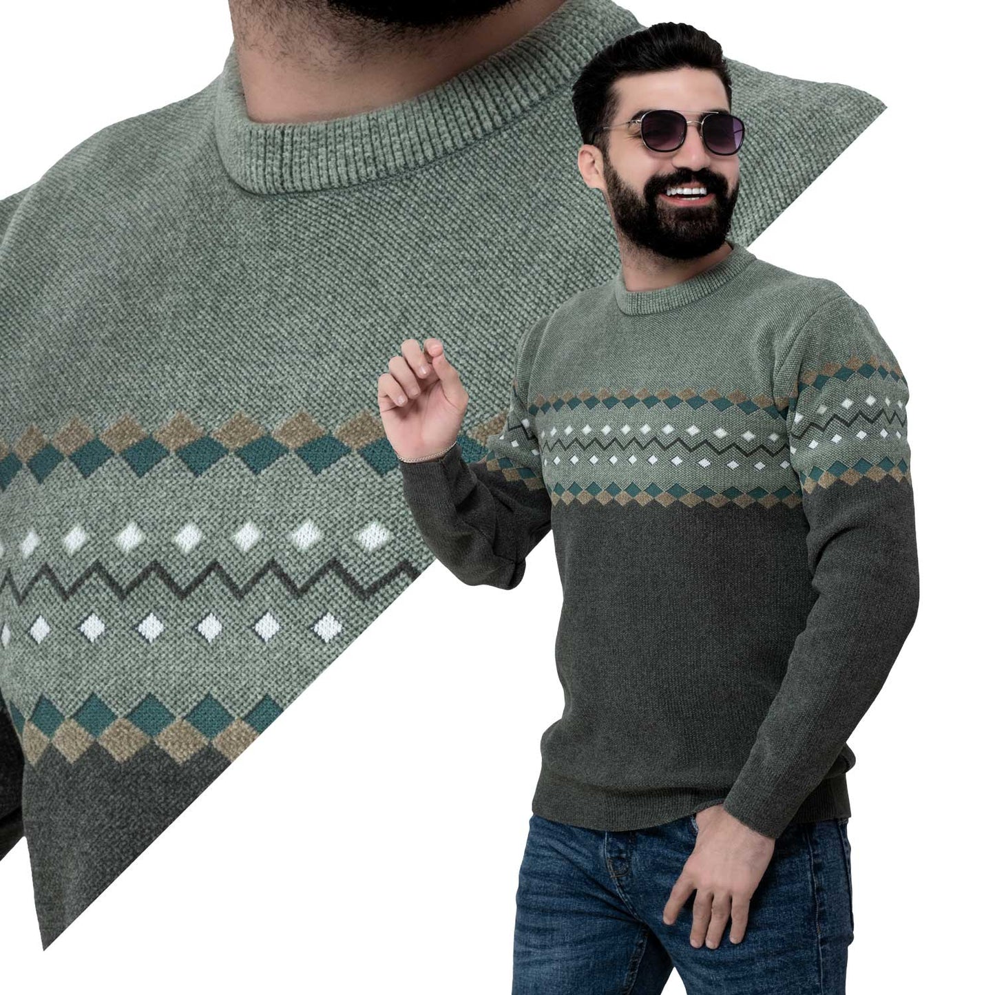 Men's clothing 24WM-25-4-122-9-بلوفر قطيفة روند جكار Pullover Woll knitwear, بلوفر  Pukkastyle ملابس رجالي