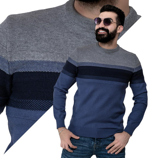 Men's clothing 24WM-25-4-119-4-بلوفر صوف مقلم جكار Pullover Woll knitwear, بلوفر  Pukkastyle ملابس رجالي